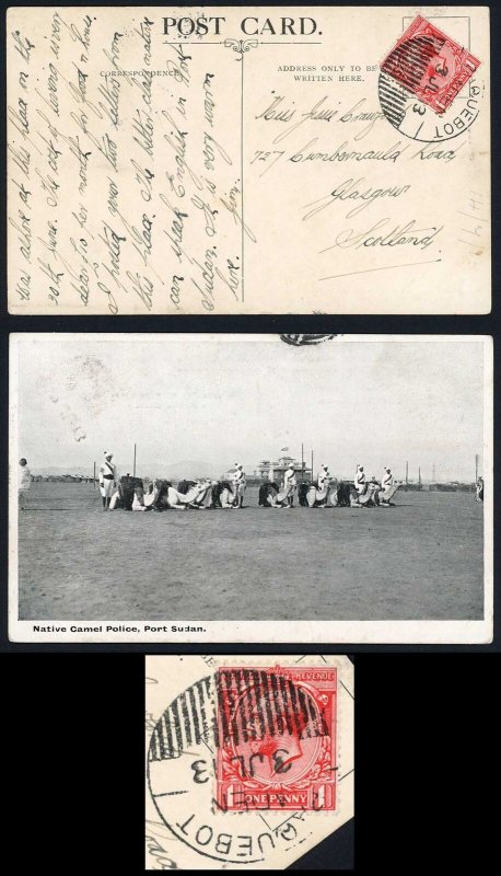 Aden 1913 Paquebot Aden cancel on a Postcard to the UK