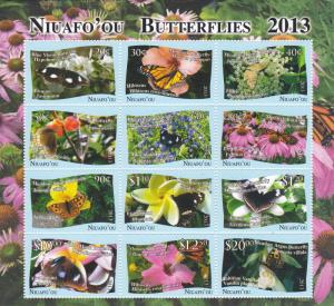 Tonga - Niuafo'ou # 313, Butterflies & Flowers, NH Sheet, 1/2 Cat.