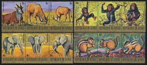 GUINEA Sc C137-38, C140-41 VF/USED -1978 Airmail Endangered Animals, Strips of 3