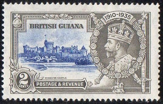 British Guiana 1935 2c ultramarine and grey (Silver Jubilee) MH