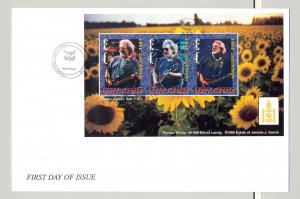 Mongolia #2385-2389 Jerry Garcia, Music 5v M/S of 3 on 5 FDC