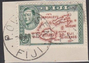 FIJI 1946 GVI 2½d on piece - PO VUNISEA cds.................................L551