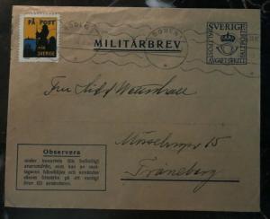 1940 Boden Sweden Field post Label Stationary cover