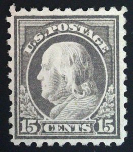 US Scott #437 - VF - 15c Gray - Franklin - Sweat Gum - 1914