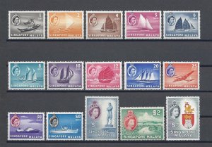 SINGAPORE 1955/59 SG 38/52 MNH Cat £140