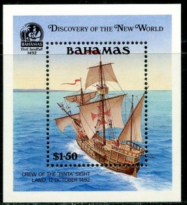 BAHAMAS Sc#729 1991 Columbus Discovery of America Souvenir Sheet OG Mint NH