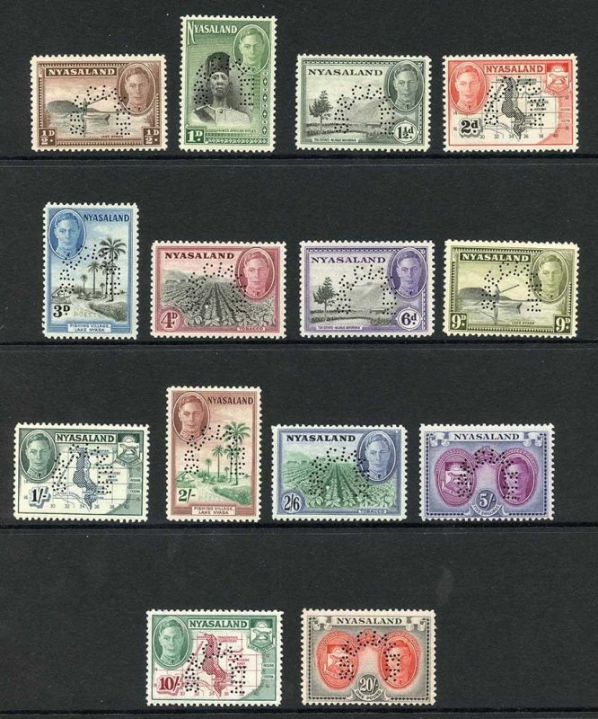 Nyasaland SG144/57 SPECIMEN SET Fine Fresh U/M (1 1/2d M/M) Cat 550 pounds 