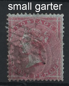 GB 1855 4d carmine watermark small garter blued paper, good used sg62 cat £300