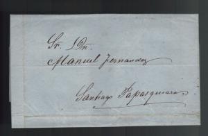 1868 Durango Mexico Stampless Letter sheet Cover to Santiago