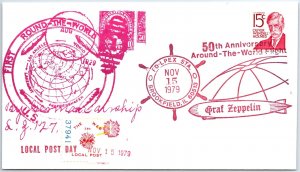 US SPECIAL PICTORIAL POSTMARK COVER ZEPPELIN 50 YEARS LOCAL (ONLY 130 ISSUED) A