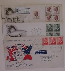 AUSTRALIA FDC GEORGE REGISTERED ELIZABETH ST. 1951 B/S USA also PRESTON  1951