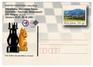 Poland 2000 Postal Stationary Postcard Stamp MNH Sport Chess Deaf Person