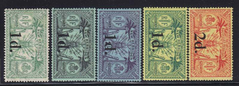 New Hebrides Scott # 26 - 30 VF original gum lightly hinged cv $ 20 ! see pic !