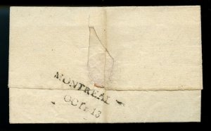 ?Montreal straightline 1794 Oct 13th to Quebec 9 rate stampless  cover Canada