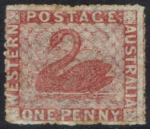 WESTERN AUSTRALIA 1861 SWAN 1D WMK SWAN ROUGH PERF 14 - 16 