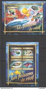 2016 Guinea Fish Fauna & Marine Life Fishes Of Reef 1+1 ** Stampsst121