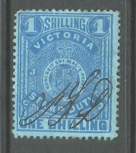 VICTORIA  1884-96  1/-    STAMP DUTY  P12  FISCAL