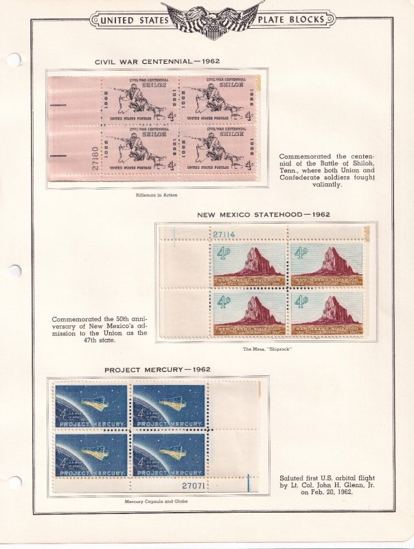 Scott #1179 & 1191 & 1193 Plate Blocks of 4 Stamps - MNH 