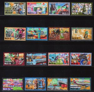 ZAYIX Malta 592-607 MNH Industry Communications Farming Fishing   080122S67