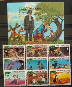 TURKS & CAICOS 1981 XMAS DISNEY SET AND MINISHEET SG665/673 MS674 UNMOUNTED MINT