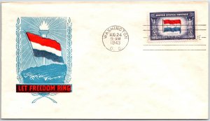 US FIRST DAY COVER OCCUPED NATIONS OF WW II NETHERLANDS LET FREEDOM RING CACHET