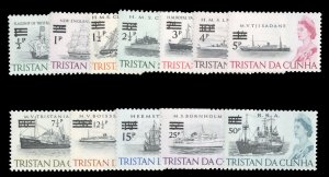 Tristan da Cunha #141-152 Cat$15.15, 1971 Surcharges, complete set, never hinged