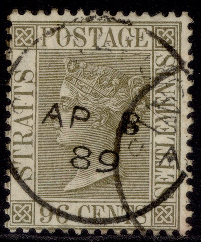 MALAYSIA - Straits Settlements QV SG71, 96c olive-grey, FINE USED. Cat £70. CDS