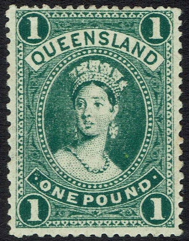 QUEENSLAND 1907 QV LARGE CHALON 1 POUND WMK CROWN/A 