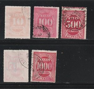 Brazil J1, J4, J7-J9 U Numeral, May Be Counterfeit SCV $28.80 (B)