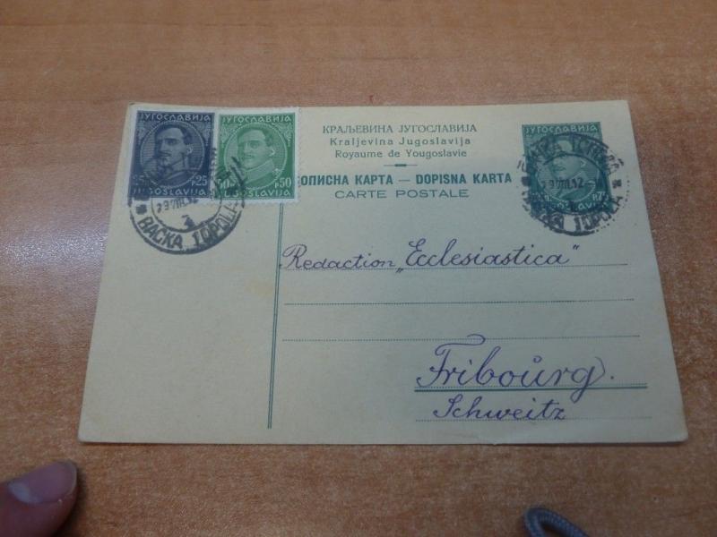 Yugoslavia P70 PSC uprated P25 + P50 to Switzerland with message (120bed)