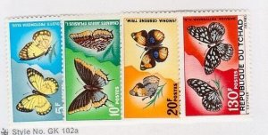 Chad Sc 139-42 MNH issue of 1967 Butterflies