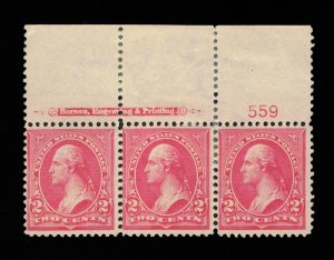 GENUINE SCOTT #279Bg MINT OG LH PINK TYPE-IV FULL BEP IMPRINT PLATE 559 STRIP-3