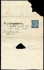 Niger Coast 1894 QV ½d on 2½d blue Old Calabar Pos. # 7 from setting of 8. SG 65