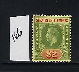 STRAITS SETTLEMENTS SCOTT #166 1912 GEORGE V DIE I WMK 3-$2 (GREE/RED)) MINT LH