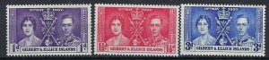 Gilbert and Ellice 37-39 MNH 1937 KGVI Coronation (an8102)