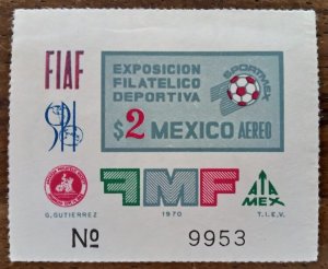 Mexico 1970 souvenir stamp Sportmex  philatelic expo and FIAF MH as seen