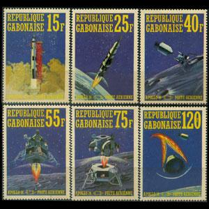 GABON 1971 - Scott# C108-E Apollo 14 Set of 6 NH gum faults