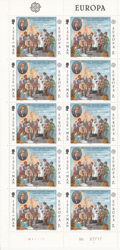 Isle of Man # 174-175, Europa, Thomas Brown, Poet Full Sheets, Mint NH, 1/2 Cat.