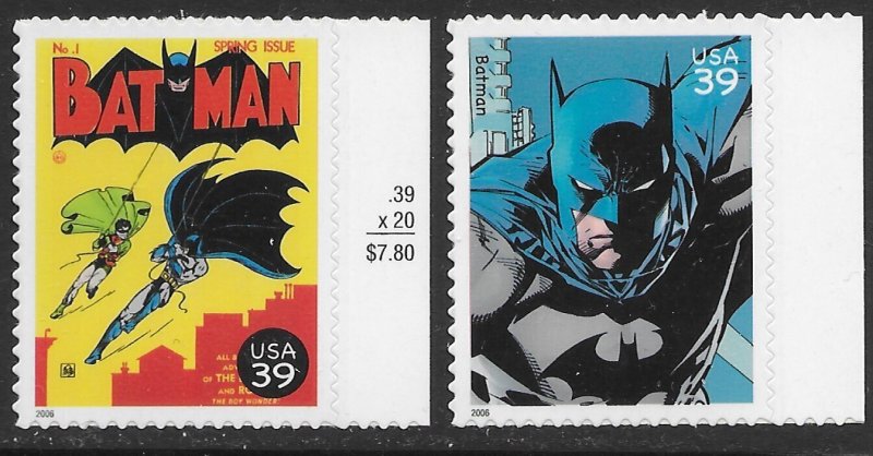 US #4084o, 4084e. MNH.  Super Heroes. Batman.  Very Nice.