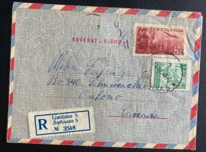 1949 Ljubljana Yugoslavia Air Letter Registered Cover To Ontario Canada