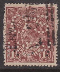 Australia KGV Sc#63a Used OS NSW Perfin