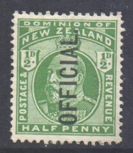 New Zealand Scott O33 - SG O73, 1910 Edward VII 1/2d Official MH*