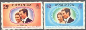 DOMINICA  372-73 MNH 1973 PRINCESS ANNE'S WEDDING