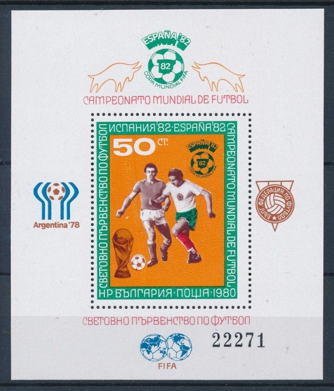 [111048] Bulgaria 1980 Sport football soccer Souvenir sheet MNH