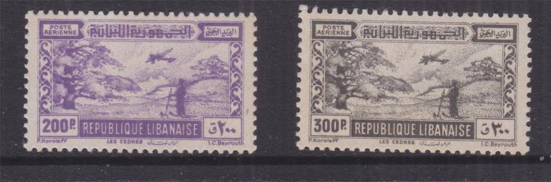 LEBANON, 194 Air, Skier & Cedar Tree 200p. & 300p., mnh.