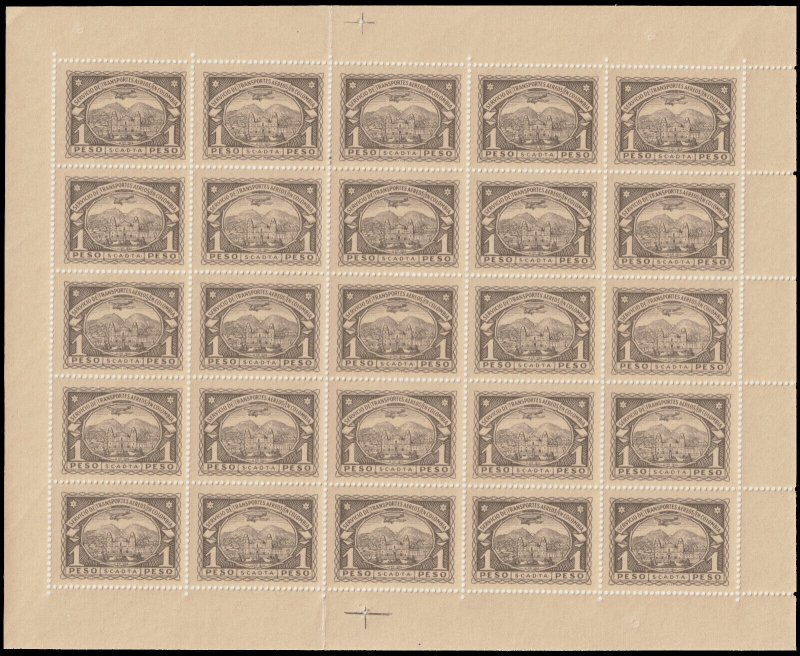 ✔️ COLOMBIA SCADTA 1923 SC. C47 ** MNH FULL SHEET & LISTED PLATEFLAWS  - RARE !