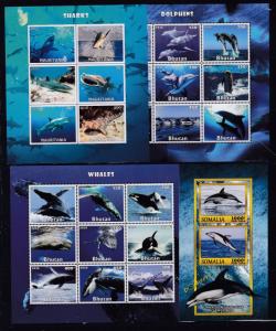 4pcs Marine Life Fish Sharks Dolphins Whales Imperf  (private issue) FGA