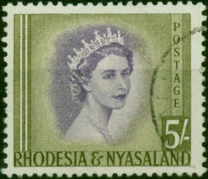 Rhodesia & Nyasaland 1954 5s Violet & Orange-Green SG13 V.F.U