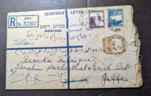 1940 Registered Letter Palestine Cover Jaffa Local Use