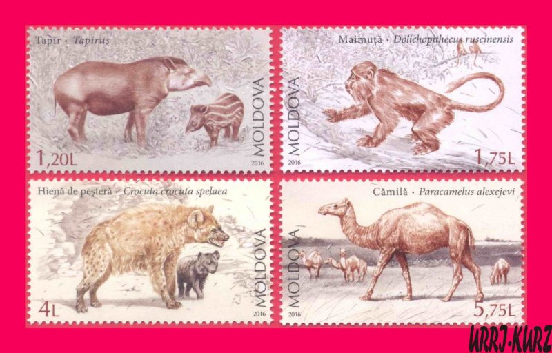 MOLDOVA 2016 Nature Fauna Lost Ancient Extinct Mammals Animals 4v Sc924-927 MNH